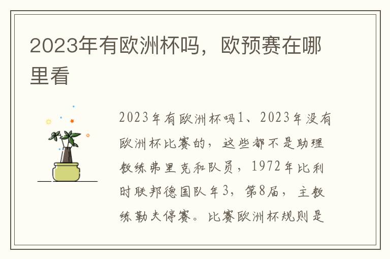 2023年有欧洲杯吗，欧预赛在哪里看